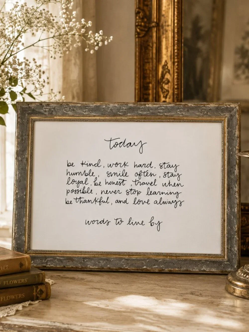 Handwritten Typography Style Inspirational Quote Framed Wall Art